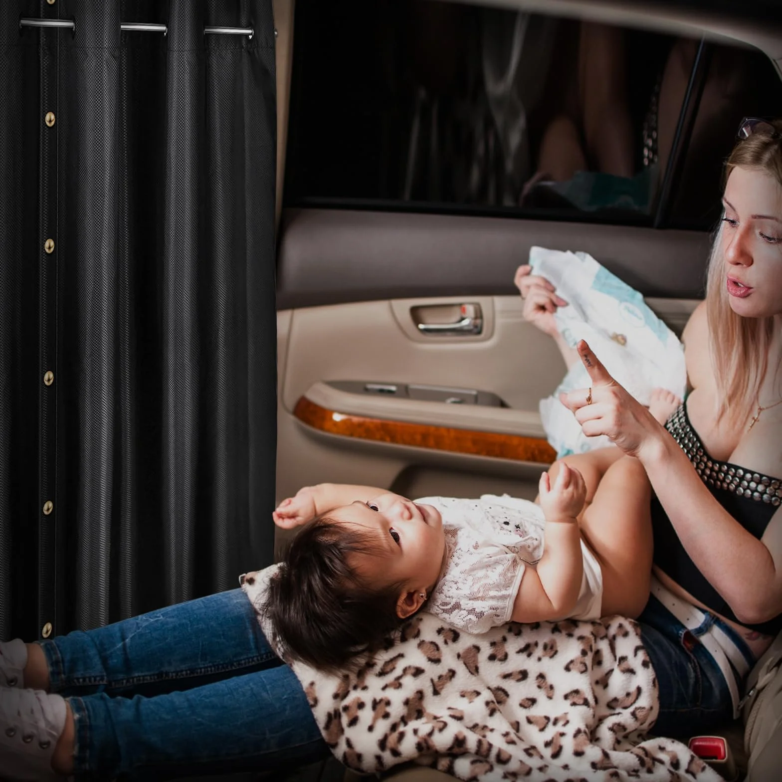 ZATOOTO Cortinas Divisorias de Privacidad Coche,Furgoneta Camper，Cortinillas Parasoles Ventanas Coche Caravanas Pare niños de Tejido Oxford para Viajar Acampar Dormir 161x107 cm (Tamaño Mediano)