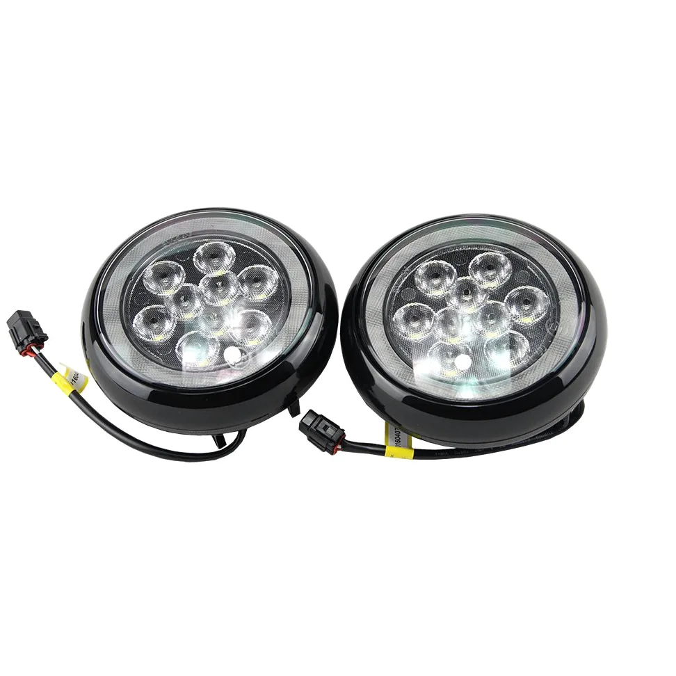 NSLUMO - Juego de 2 luces LED de circulación diurna para conducción, con anillo de halo y ojos de ángel, carcasa negra, para Mini Cooper