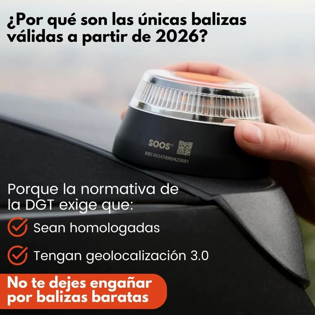Luz Emergencia V16 Homologada DGT aprovada con Geolocalización, Baliza Coche Conectada DGT 3.0, Datos Incluidos hasta 2038, Kit de Emergencia para coche, obligatoria 2026!