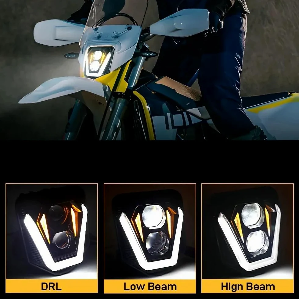 Faro LED Moto Compatible con Husq&varna TE FE TC FC 125 250 300 350 450 501 701 250i 300i faro delantero de motocicleta luz LED