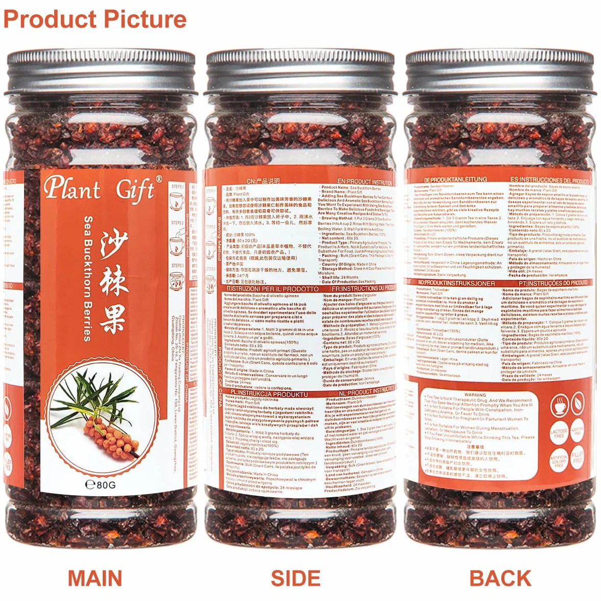 Sea Buckthorn Dried Berries 80g Natural Fruit, No Additives, Yogurt, Smoothie, Snacks