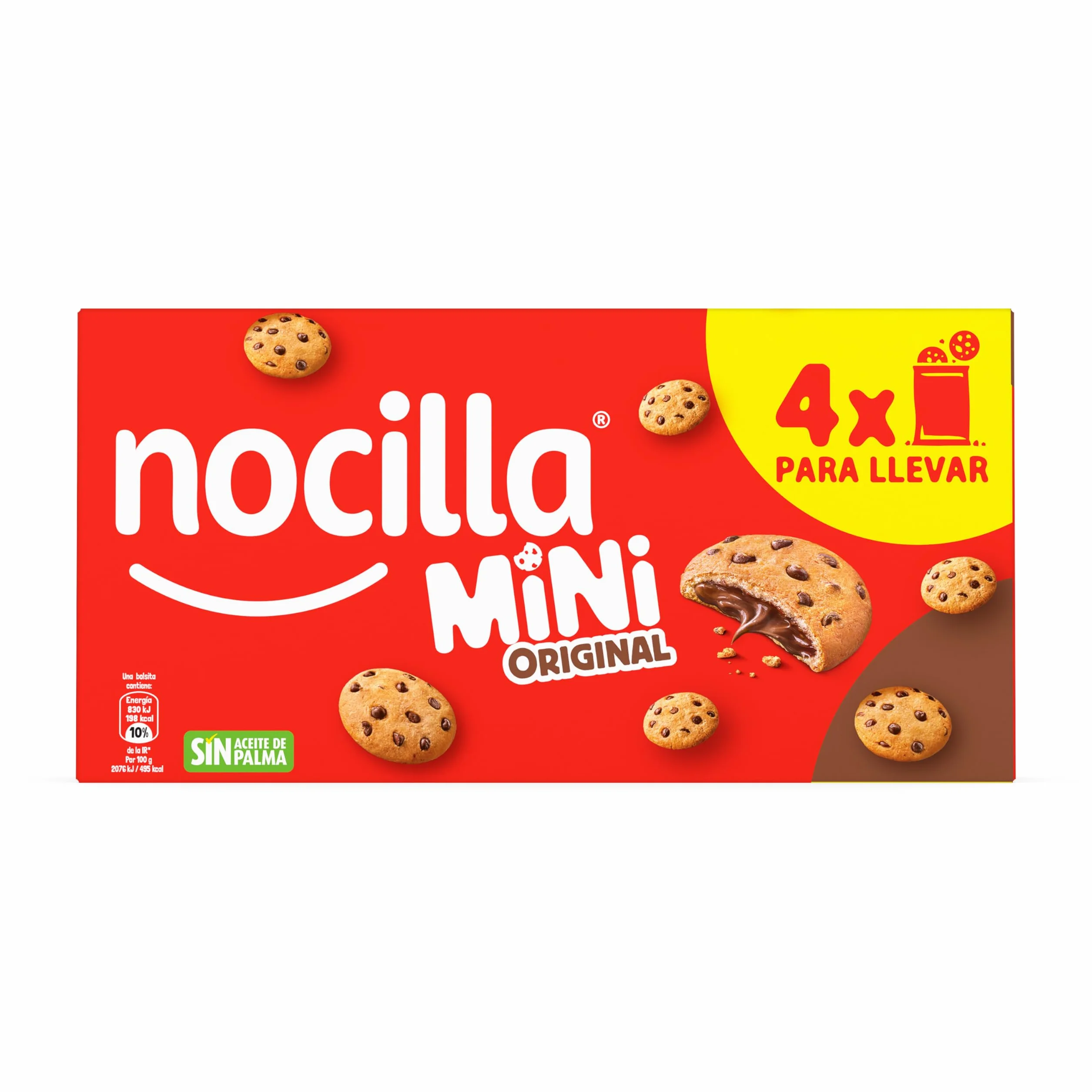 Nocilla Mini Cookies Original Minigalletas con Gotas de Chocolate Rellenas sin Aceite de Palma 160g