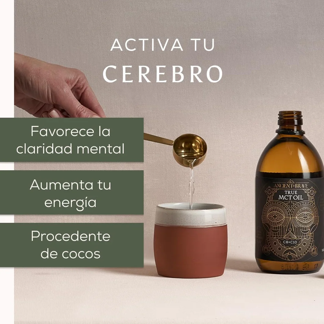 Ancient + Brave True MCT Oil 100% Aceite de Coco MCT Puro 500ml Orgánico C8 C10 Ayuno Keto Paleo Vegano