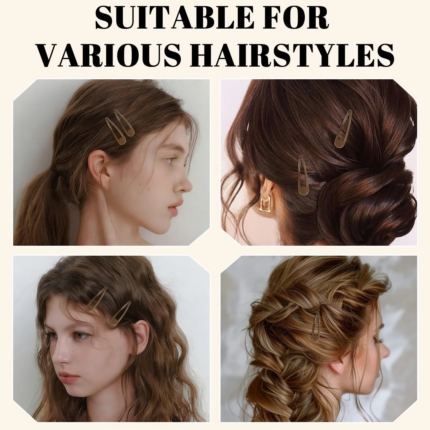 Horquillas de Pelo Metal 5 cm Pinzas para Niñas Mujeres Marrón Oscuro 50 Uds