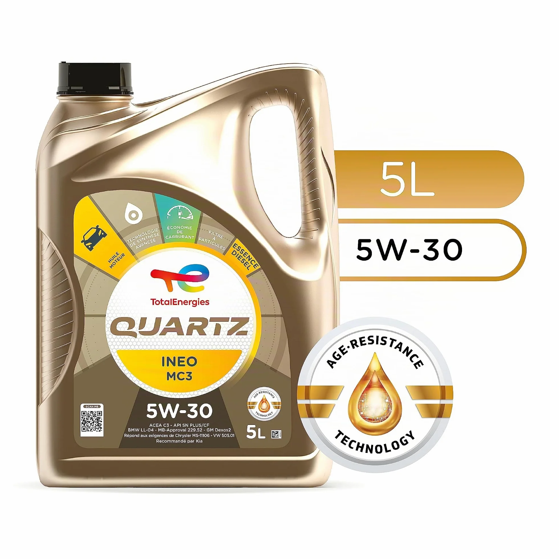 TOTALENERGIES HUILE MOTEUR 5L Quartz INEO MC3 5W30