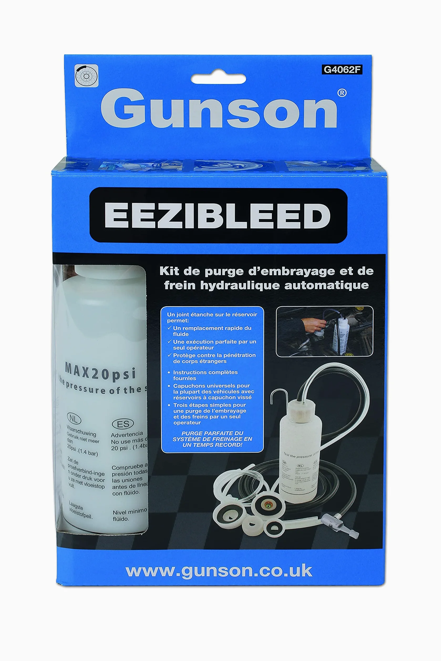 Gunson G4062 Eezibleed - Purgador de frenos con accesorios