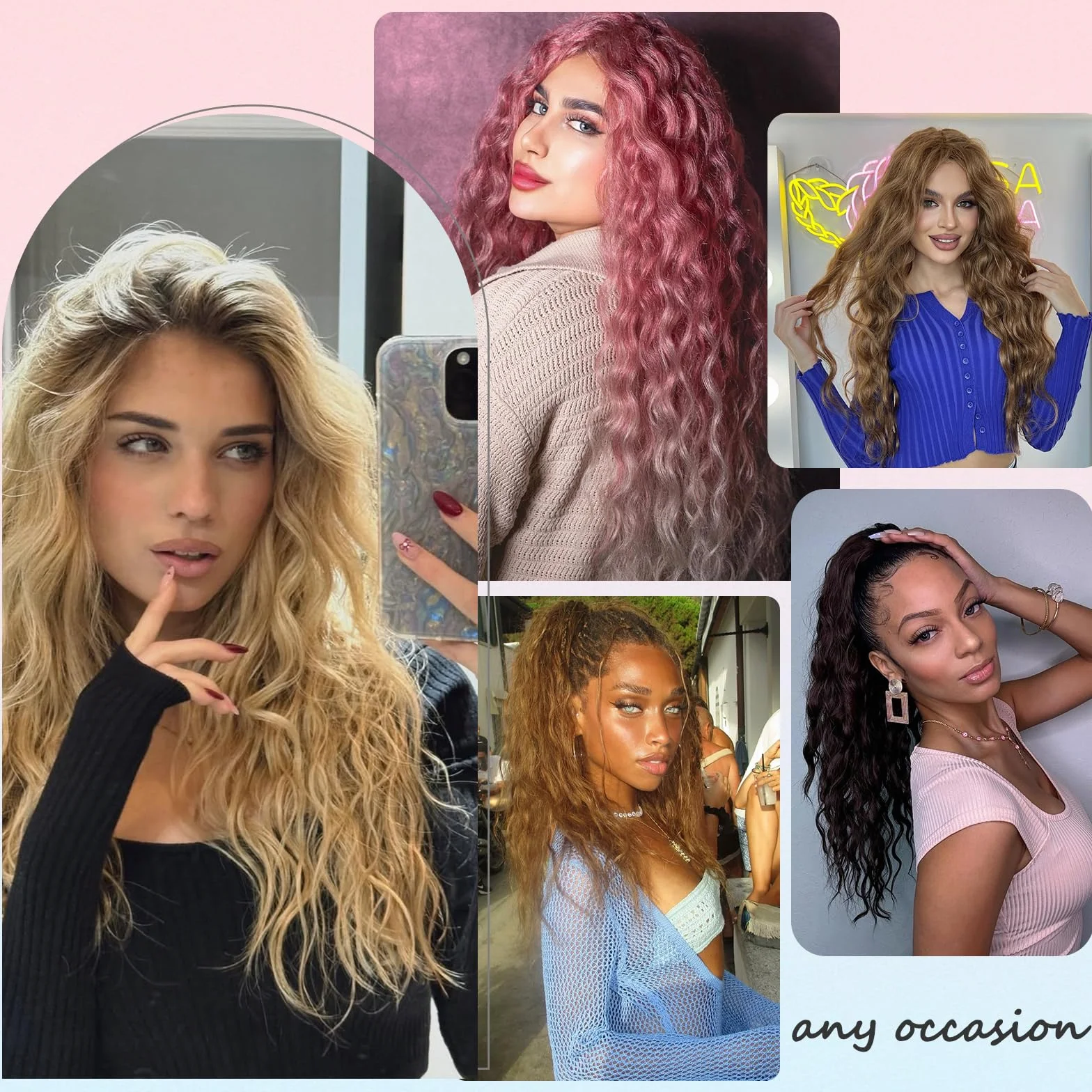 MLETULIPS Extensiones de pelo trenzado rizado, trenzas de crochet de onda profunda