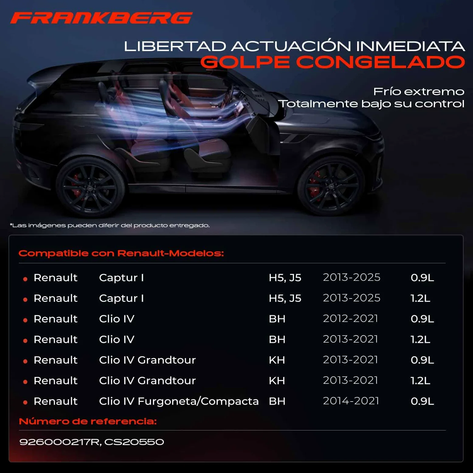 Frankberg Compresor aire acondicionado con embrague, gasolina 926000217R | Compatible con: Clio IV BH, Clio IV Grandtour KH, Clio IV Caja/Hatchback BH, C.a.p.t.u.r I H5 J5