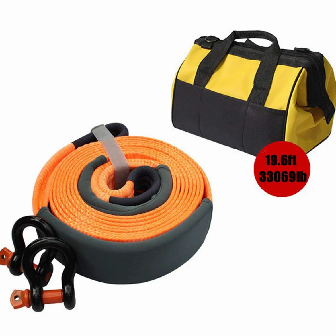 Cuerda de Remolque,Cuerdas de Remolque de 6M,Cuerda de Tracción de Automóvil de Nylon de Alta Resistencia,Con 2 Ganchos de Seguridad/a/6M/15T