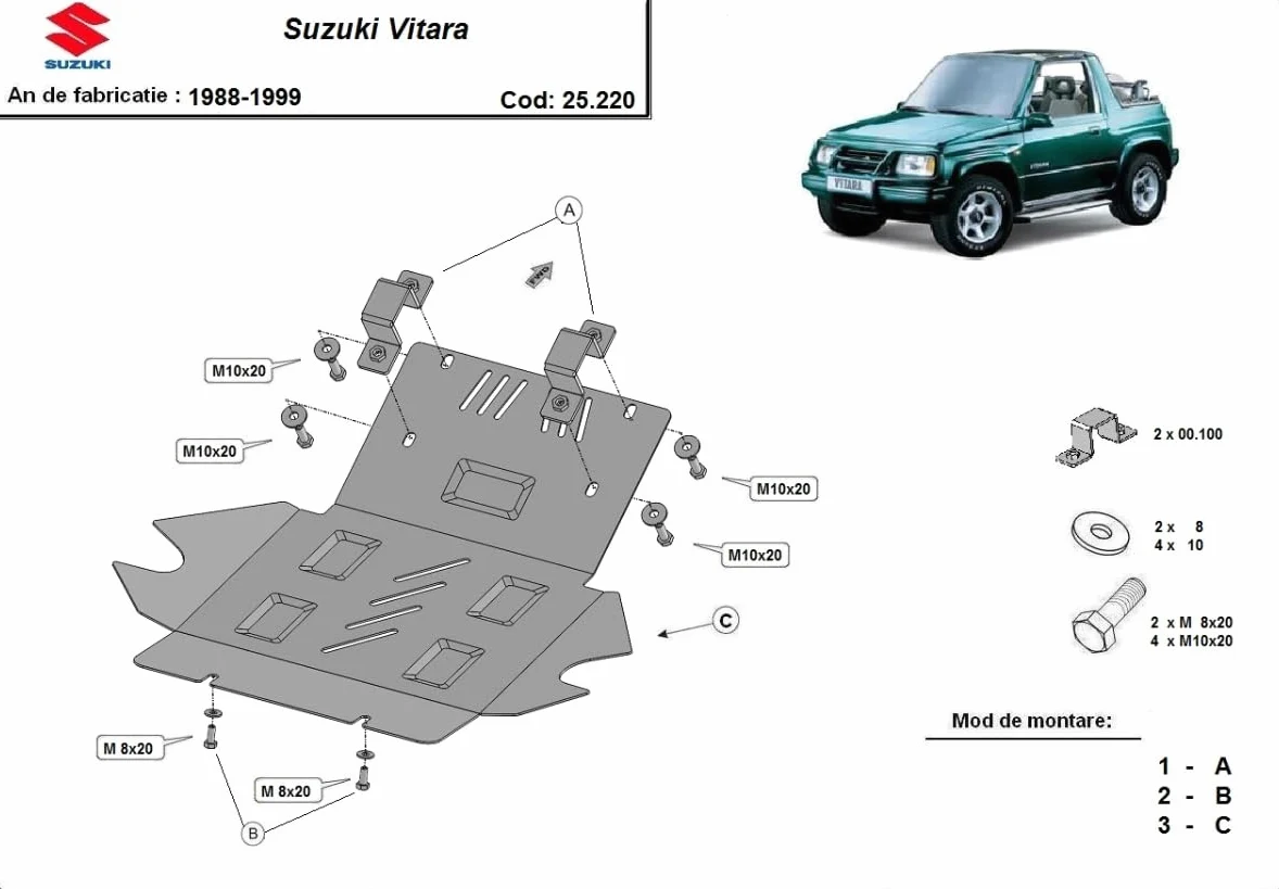 Protección metálica bajo motor compatible con Suzuki Vitara - (1988-1999)