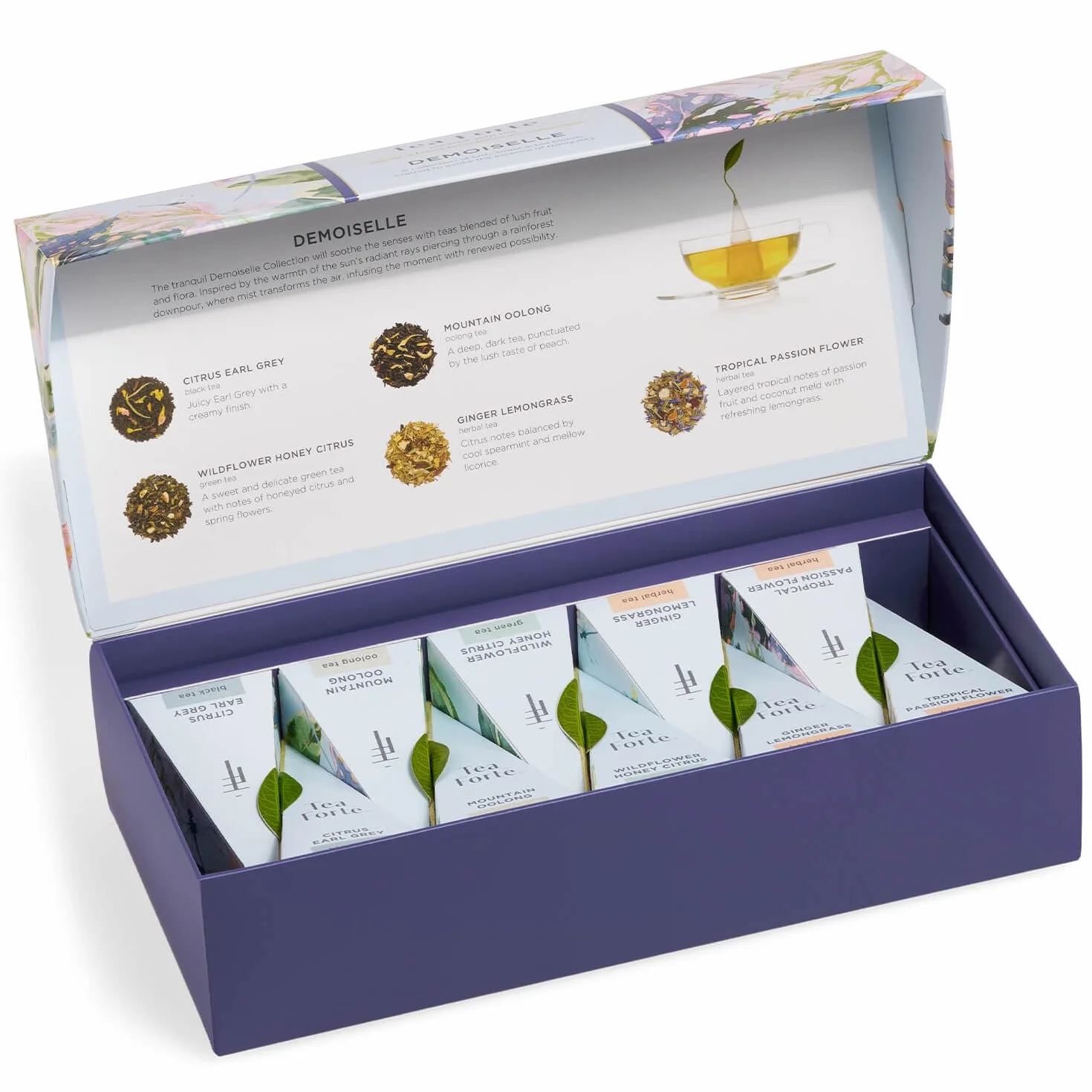 Tea Forte Demoiselle Premium Tea Petite Caja de Presentación, Juego de Regalo de Muestra de Té, 10 Unidades, Bolsas Infusoras Piramidales