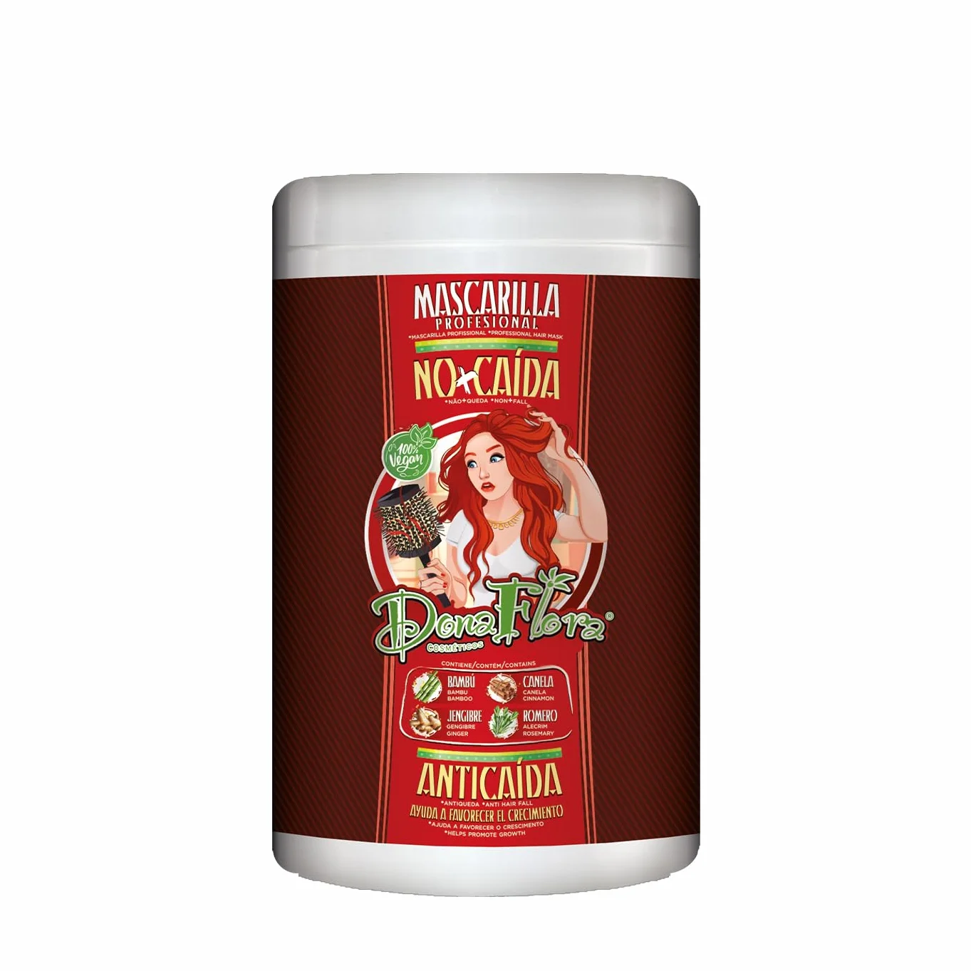 Dona Flora Champú Anticaída NO+CAÍDA 1 kg Fortalecimiento capilar biotina keratina extractos naturales Sin sulfatos parabenos