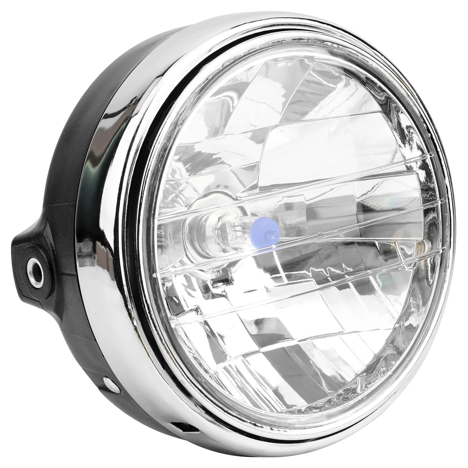 AHL Faro HalóGeno para Motocicleta, Faro Retro Redondo Cromado De 12 V Compatible con CB400 CB500 CB1300 Hornet 250/600/900 VTEC400 VTR250 CB250