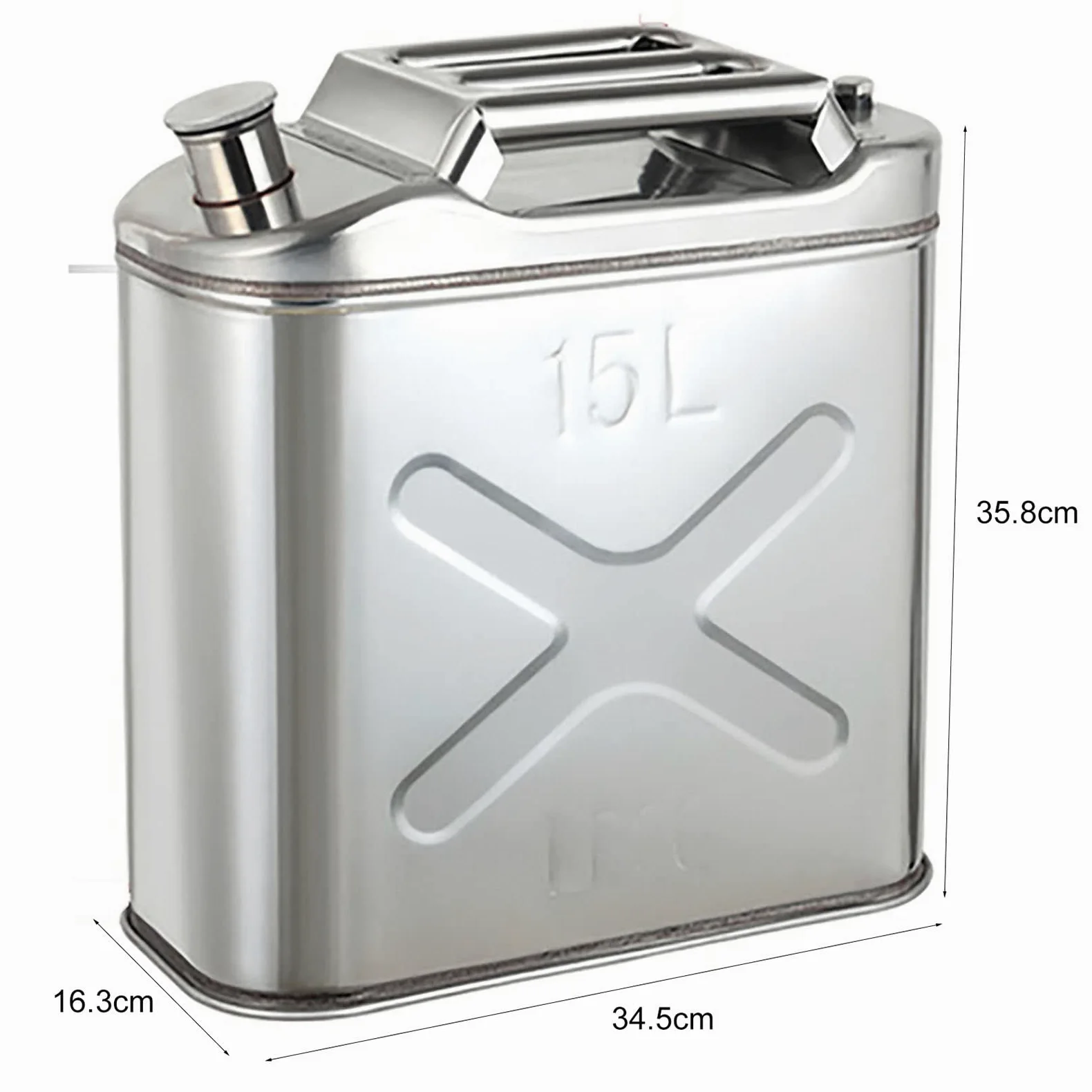 Bidón de combustible metálico. Bidón de gasolina 5 l, 10 , 15 y 20 , bidón portátil acero inoxidable 201, depósito repuesto for automóviles motocicletas(15L)