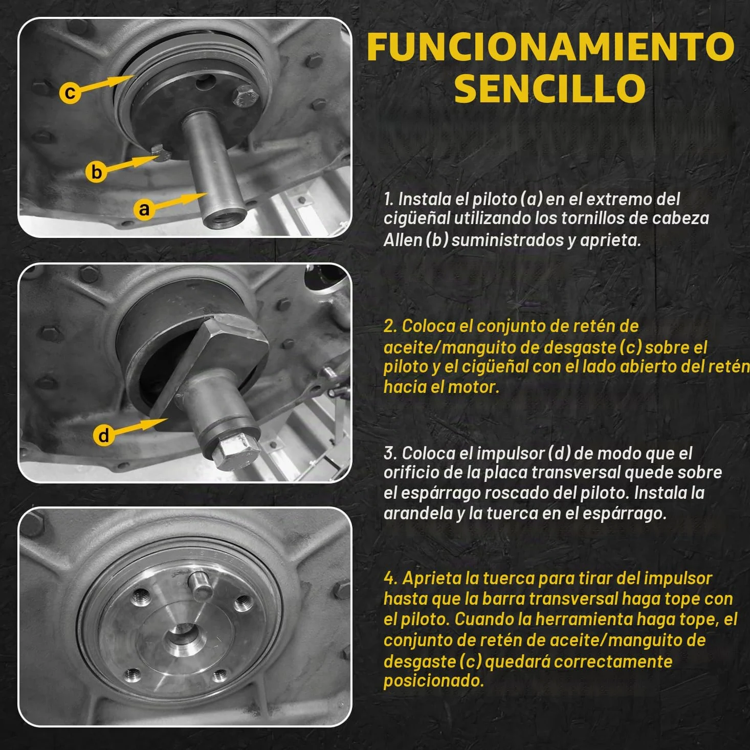JT30040B Instalador de Retén Principal Trasero de Cigüeñal, Compatible con John Deere 4045 152 164 180 202 219 239 329 359 414 Herramienta de Instalación de Motor, Reemplazo para JT30040, KCD10002A
