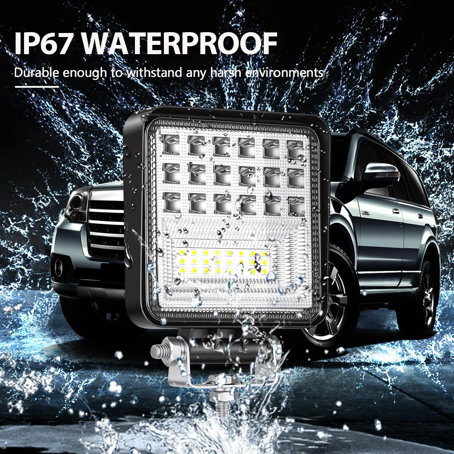 RIGIDON 10 Pcs Faro de trabajo rectangular, 4 pulgadas 126W, Spot Flood Combo lámpara trabajo led para off road camión coche ATV SUV 4x4 Tractor, Faros trabajo led 12v 24v Spotlights faros antiniebla