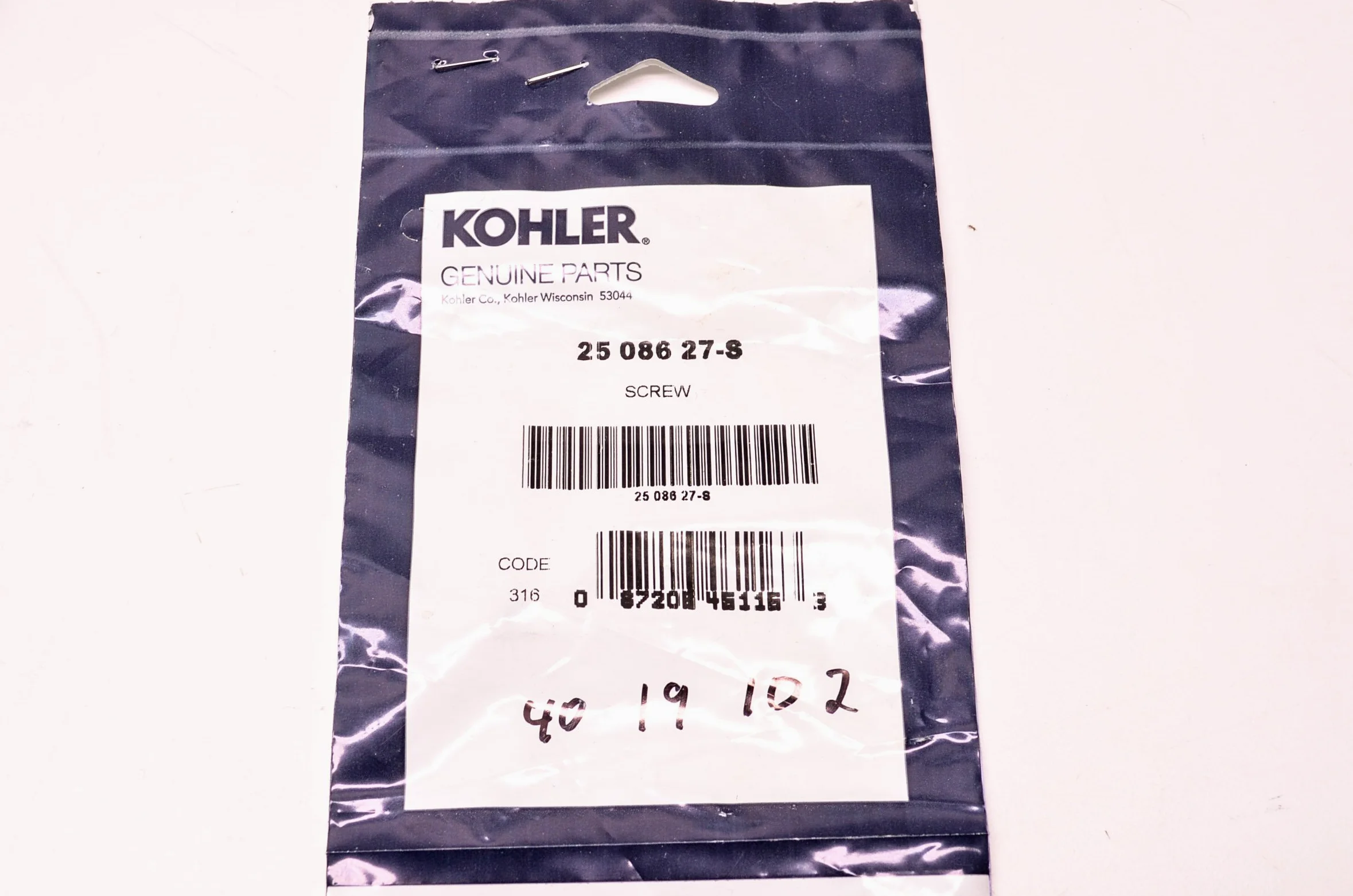 Kohler OEM 25 086 27-S - Tornillo de Repuesto, válvula