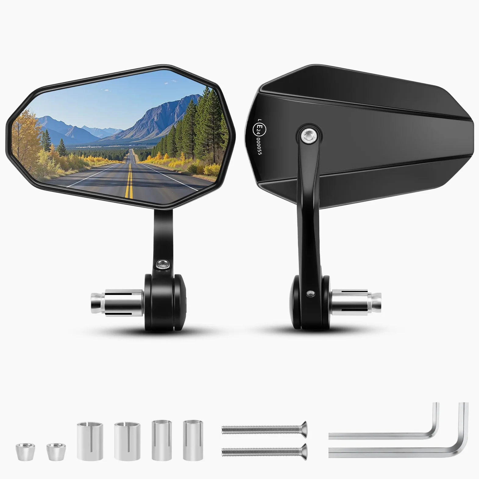 KAOLALI 2 piezas Espejos Retrovisores Moto, Espejos Moto Homologados, Retrovisores de Manillares, Retrovisores Moto Universal, para Motocicleta Scooter Bicicletas ATV