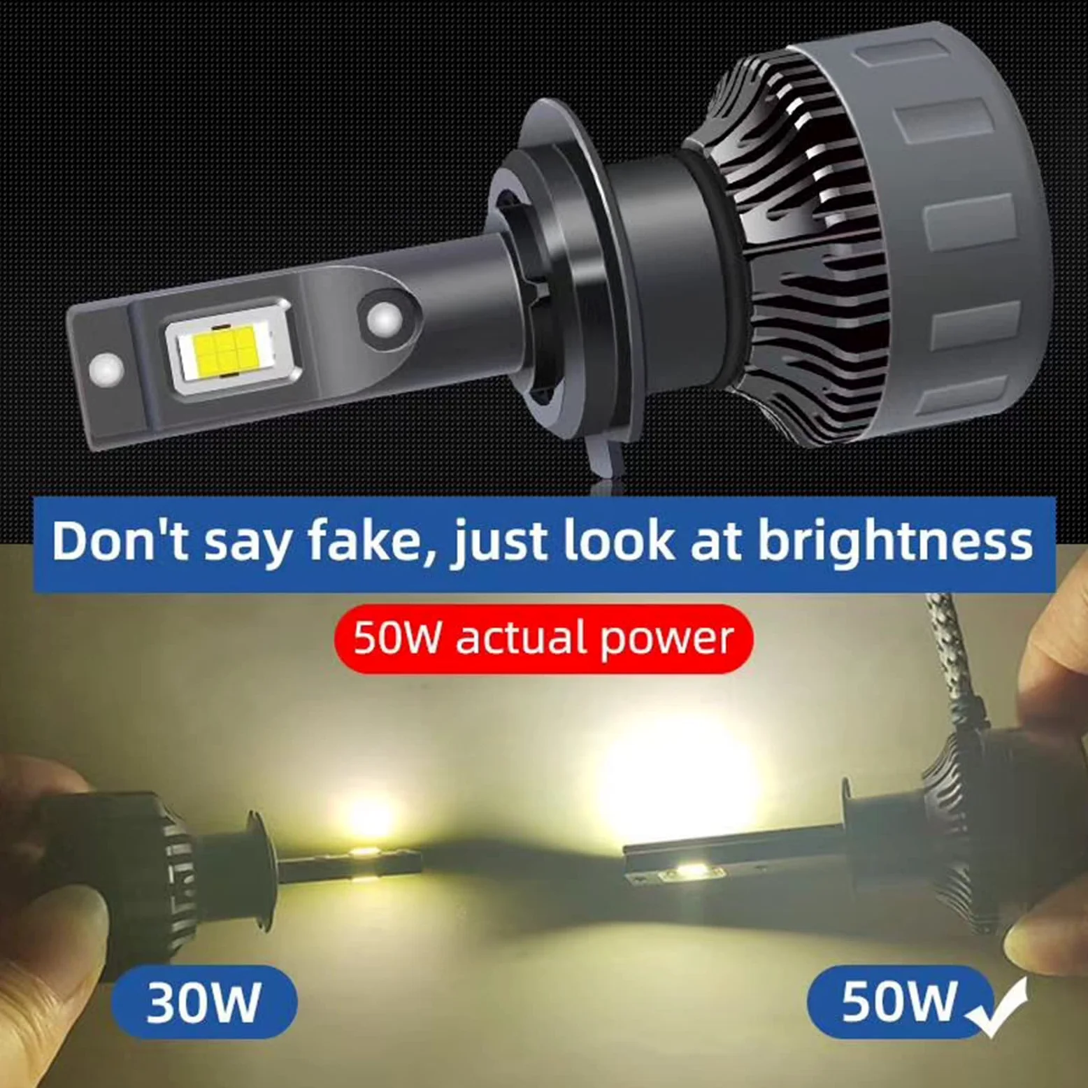 Bombillas LED Para Faros Delanteros, 100 W 30000 Lm, Luz LED Para Coche, Bombillas Para Faros Delanteros Canbus, Lámpara Automática Para Automóviles, 12 V, 6000 K, IP68, Paquete De 2,H7