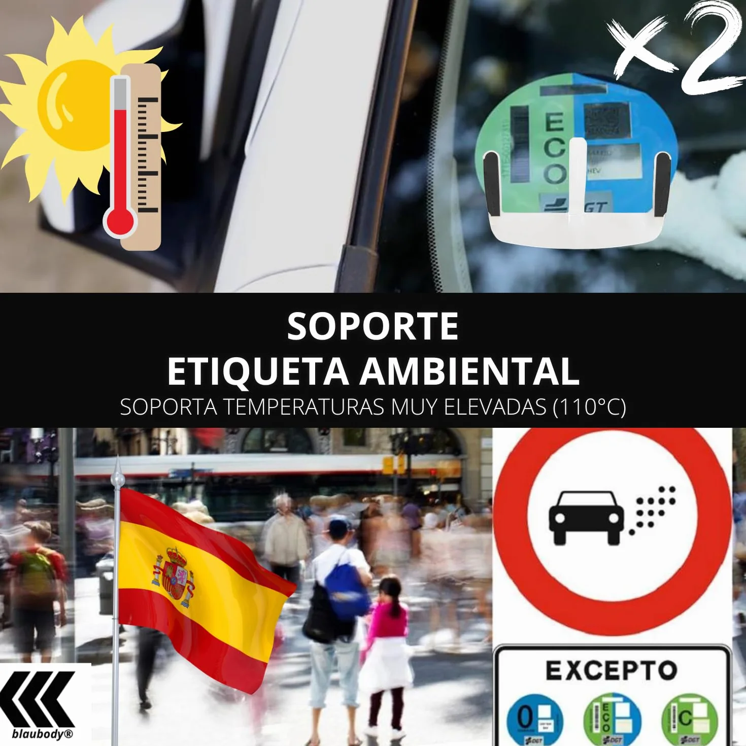 Soporte Tarjeta Minusvalido Coche x2 Pegatinas para Coche de Minusvalidos Resistente Pegatina Distintivo Ambiental DGT - Portadocumentos Funda Soporte Itv - Accesorios Interior Gadgets Holder Car