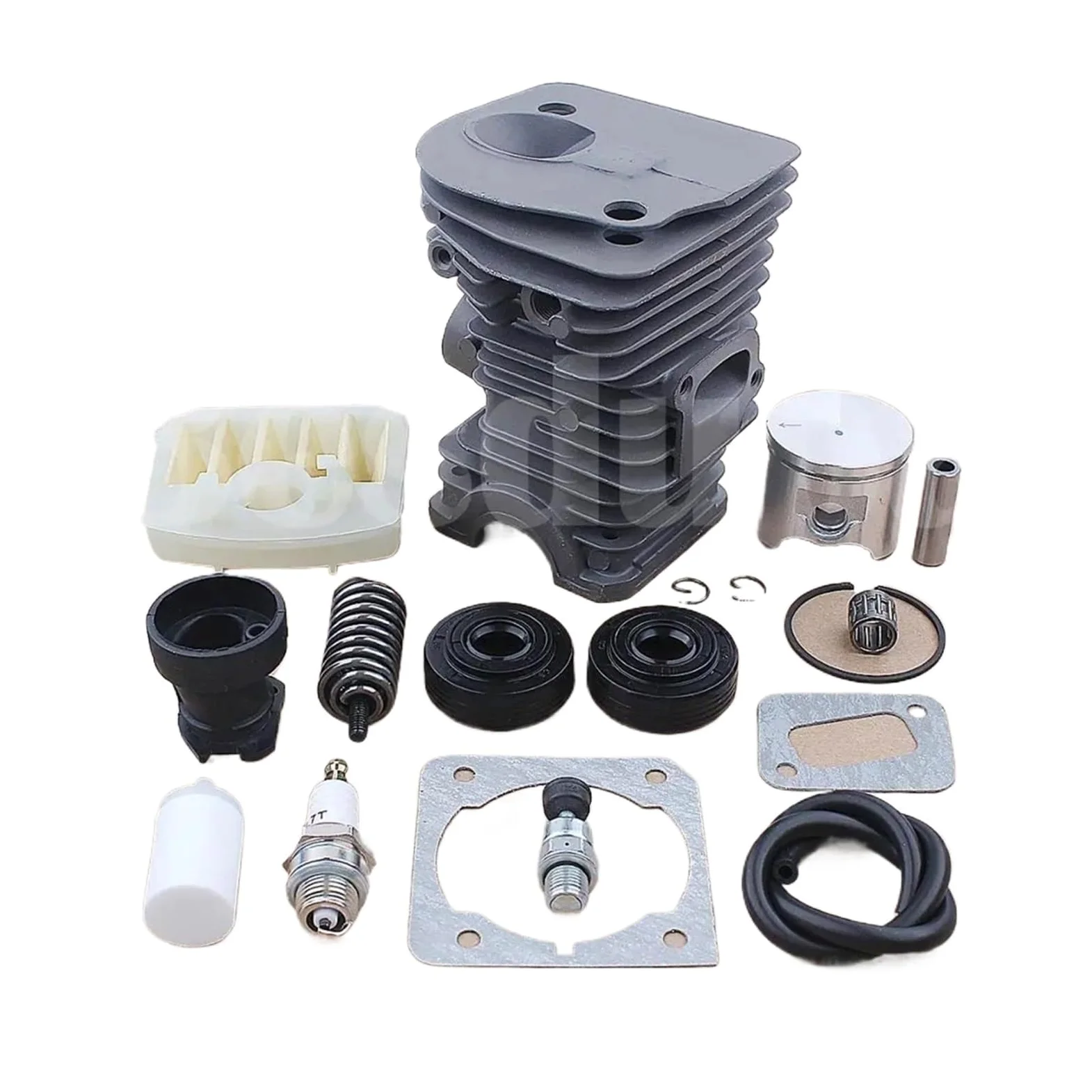 Kit de Filtro de Aire de pistón de Cilindro de 42 mm for Motosierra 340, 345 y 350 (503870276, 537024002w, Sello de Aceite, Tubo de admisión, Resorte Amortiguador AV)