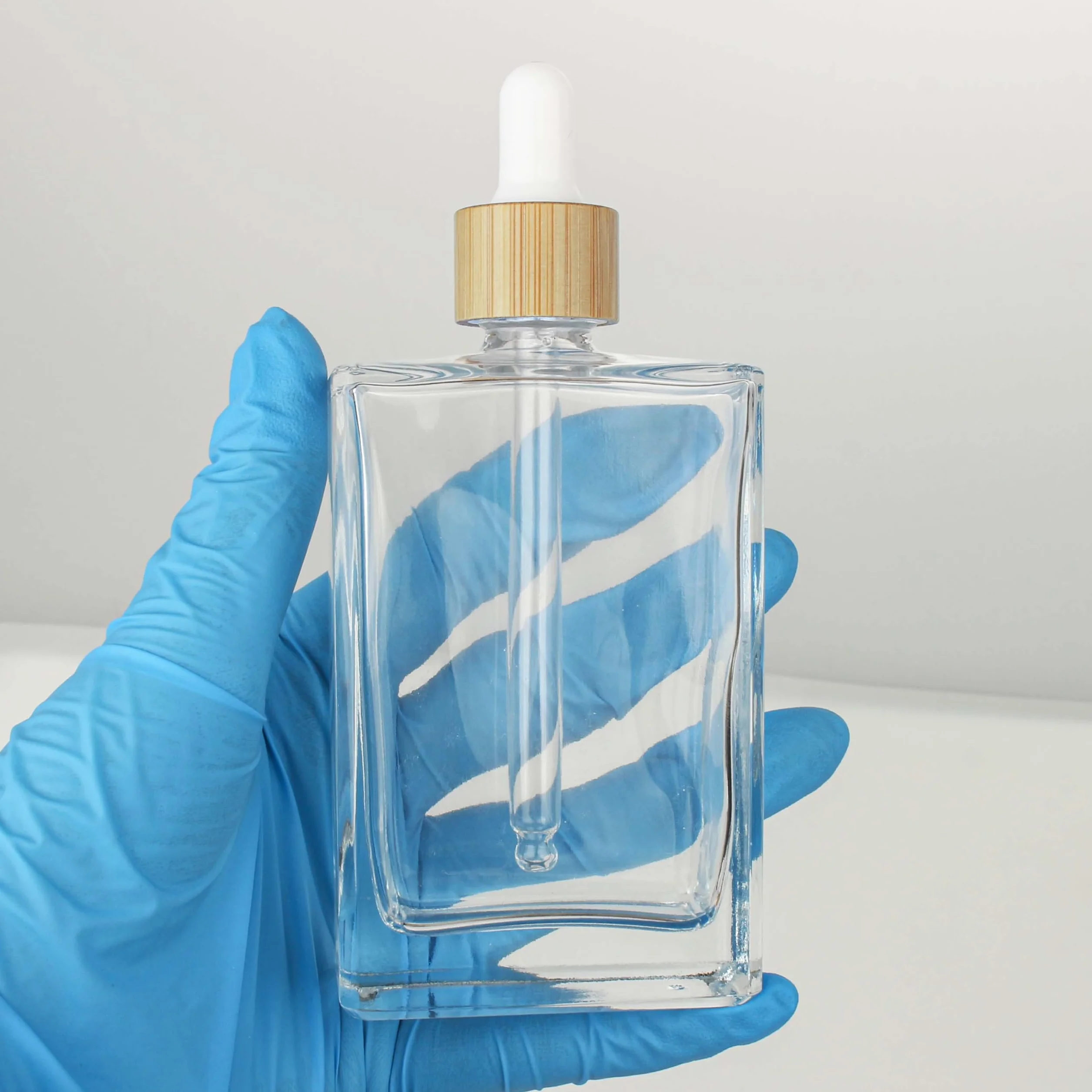 COSIDEA 3 botellas de vidrio plano transparente 100 ml para aceites esenciales de viaje