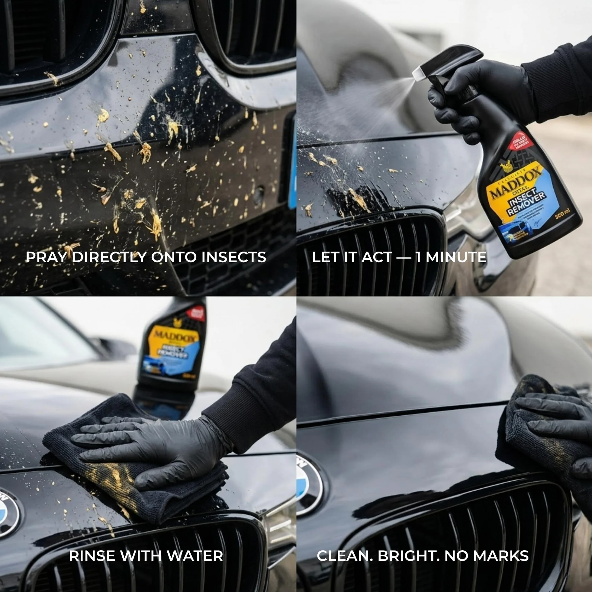 Maddox Detail - Quitainsectos Coche | Elimina Mosquitos e Insectos Incrustados sin Frotar | Limpia Mosquitos Coche y Manchas en Faros, Parabrisas y Parachoques | Insect Remover 500 ml
