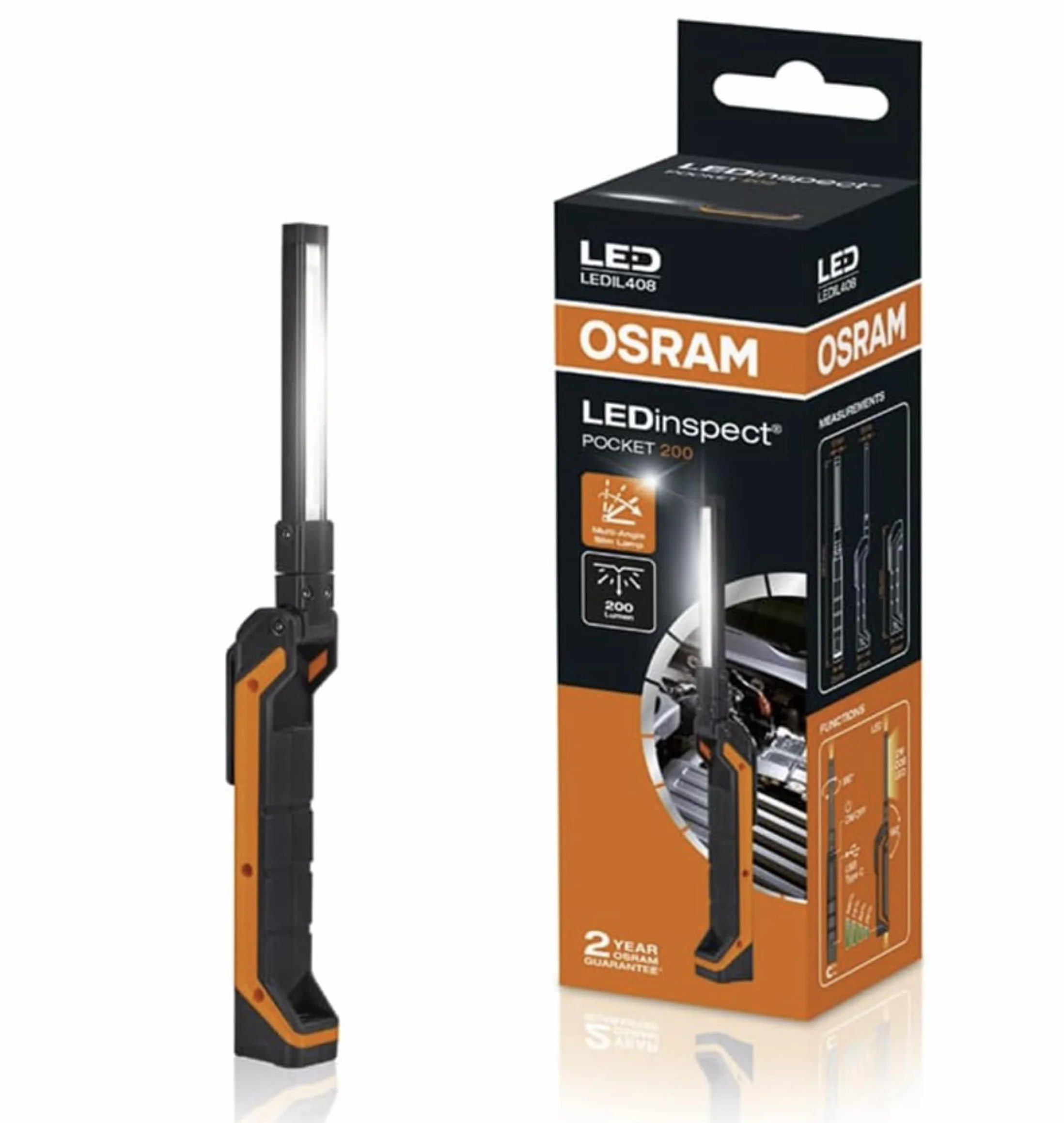 OSRAM LEDinspect POCKET200, luz de inspección LED Delgada, 6500K, luz de Trabajo LED Flexible, magnética y Recargable