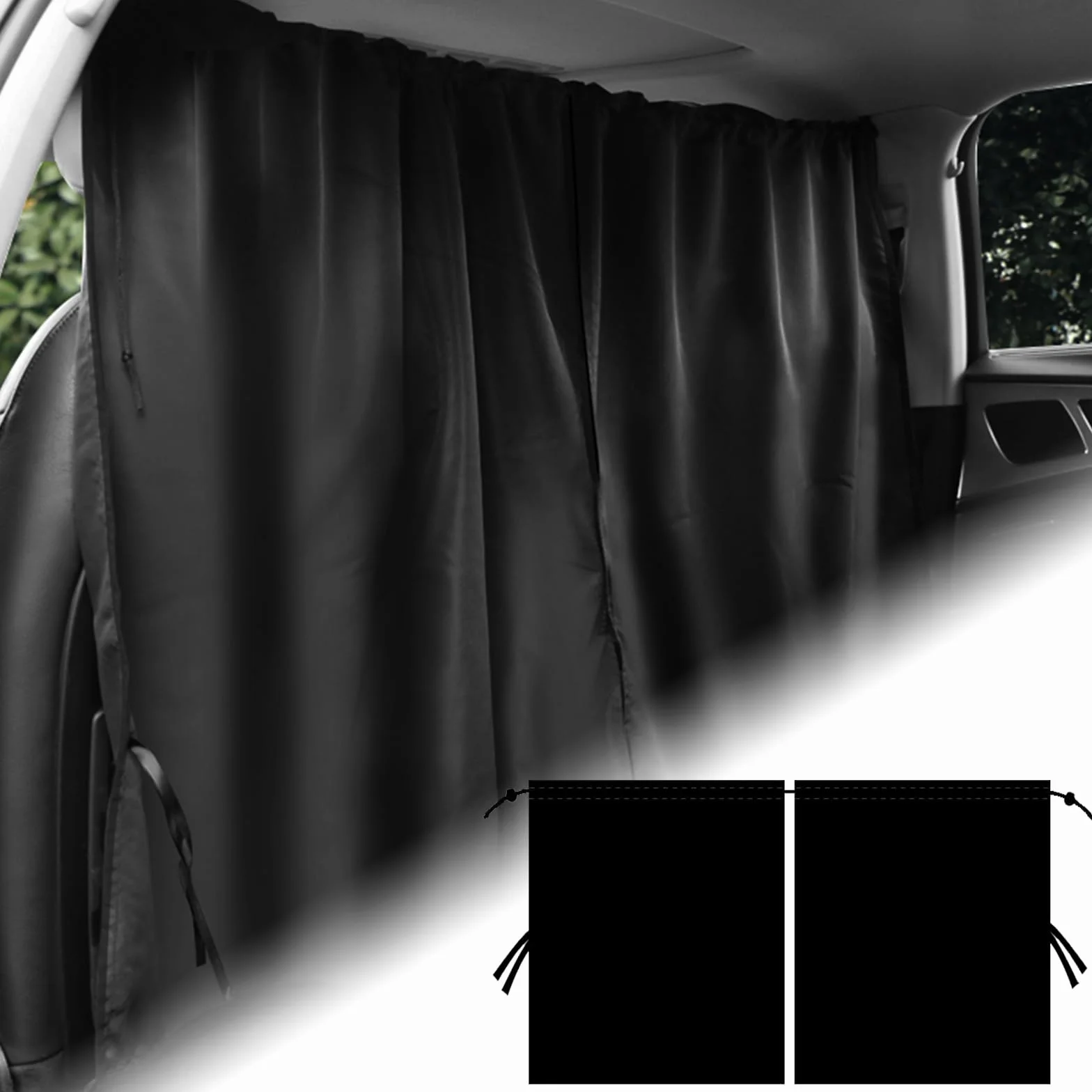 HEKOBAG Cortinas divisoras de privacidad para coche, 180 x 100 cm, cortina opaca de doble capa para asiento de coche, cortina de división delantera y trasera, divisor extraíble para coche y camping