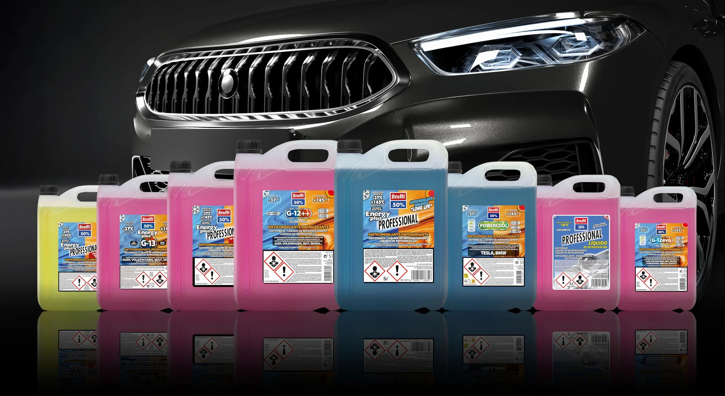 Krafft Anticongelante Coche Rosa G12++ Líquido Refrigerante Tecnología Híbrida 5 L