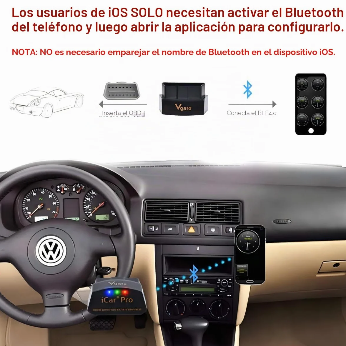 Vgate iCar Pro Bluetooth 4.0 (BLE) OBD2 Fault Code Reader OBDII Code Scanner Car Check Engine Light para iOS/Android | Lector de código de falla, OBDII, luz de comprobación de motor de coche, compatible con iOS/Android