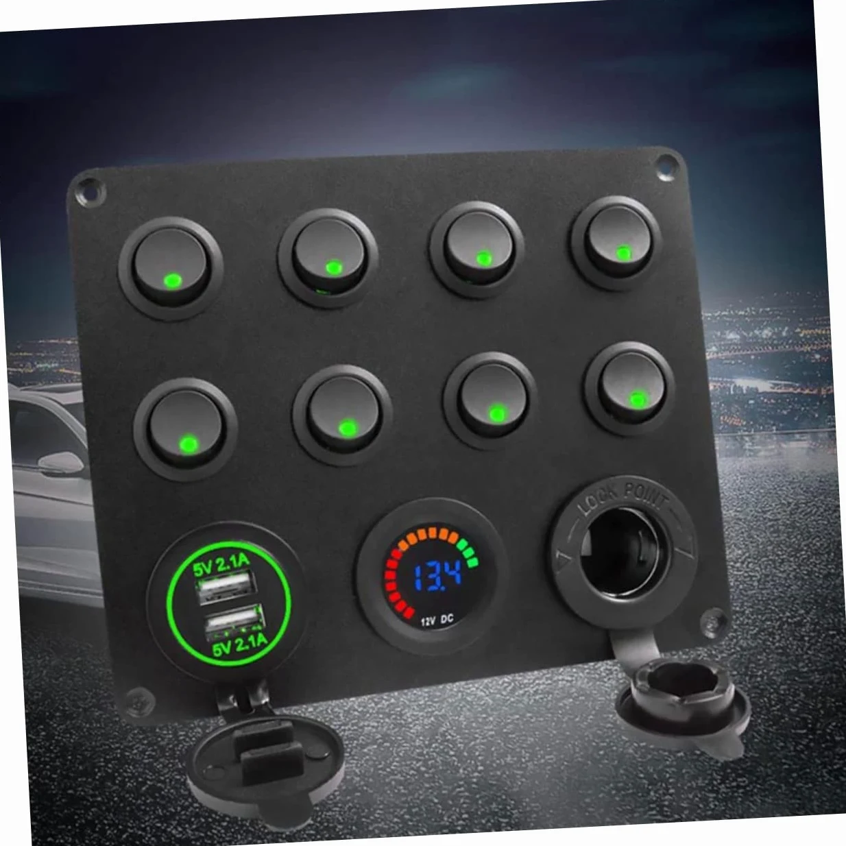 Panel de Control Marino Doble USB 4.2a y Voltímetro para Coche, Camión y Rv