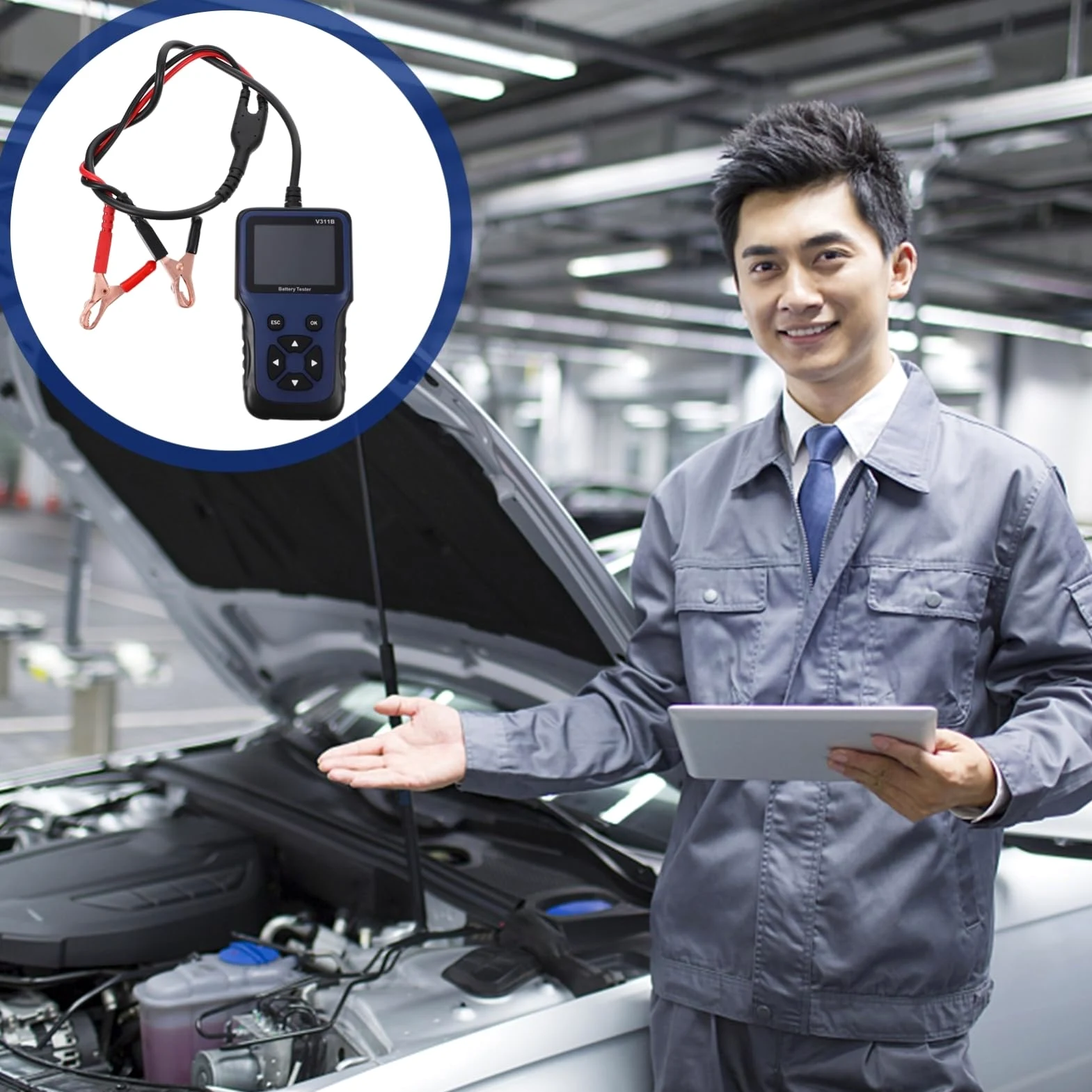 Anneome Comprobador de Batería de Coche Herramienta de Prueba Automática Impresora Idiomas Comprobador de Carga de Batería para Suministros para Automóviles Uso Taller o Garage