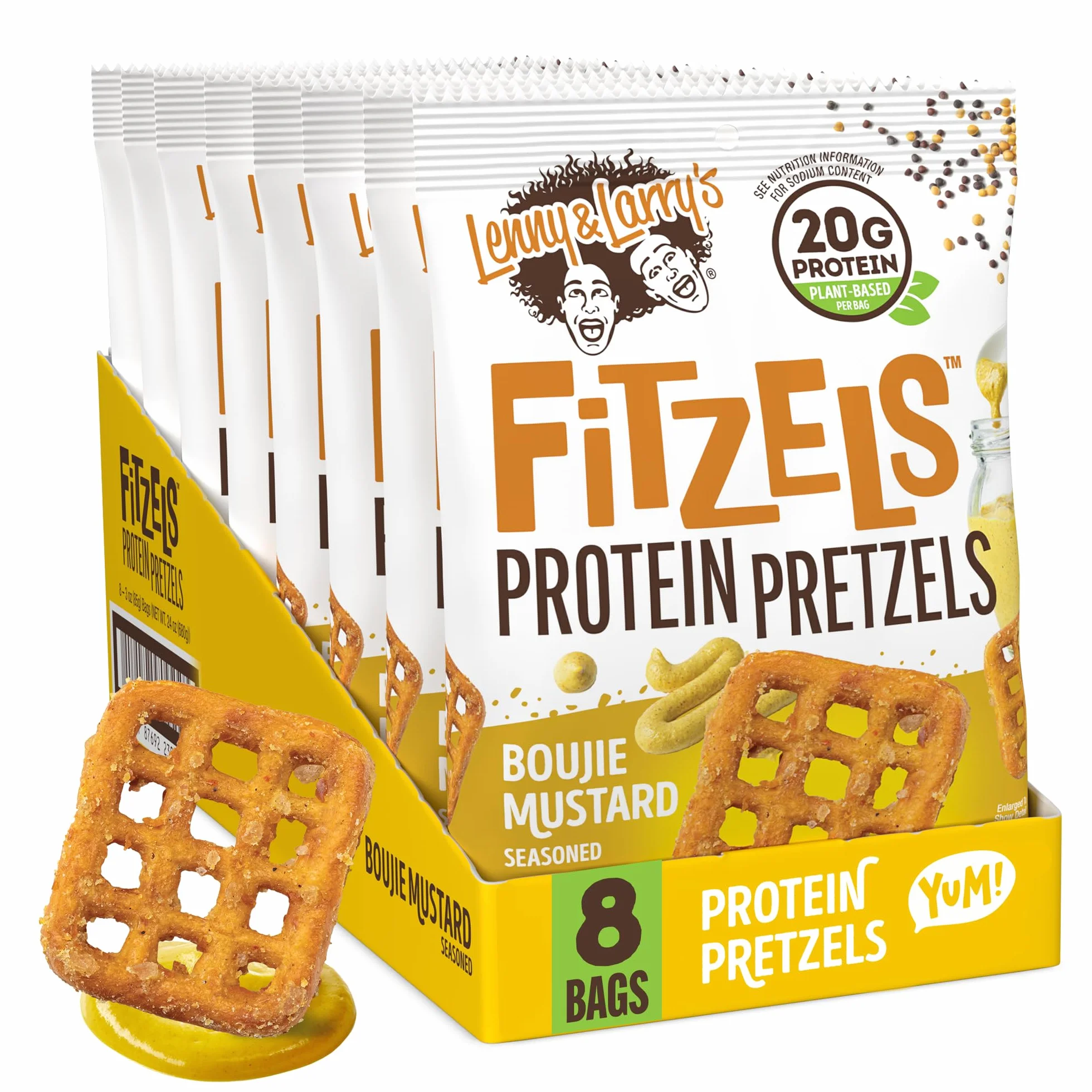 Lenny & Larry's Fitzels Protein Pretzels 8x85g Mostaza