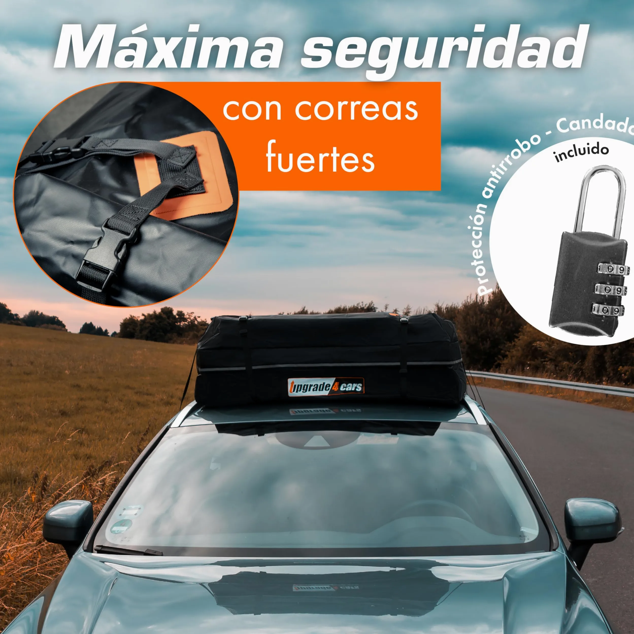 Upgrade4cars Bolsa de Techo para Coche 566L | Portaequipajes sin Barra Incluye Todos los Accesorios | Cofre Universal Plegable e Impermeable 130 x 110 x 40 cm