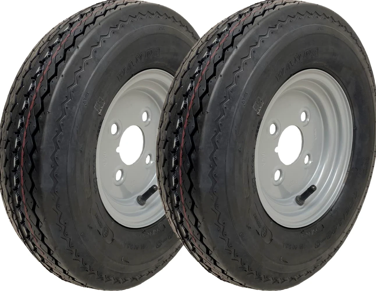 Parnells 4.80/4.00-8 6 Capas Neumáticos para Remolque sin Cámara con Llantas de Acero 4 Pernos PCD 4 Pulgadas, 120 mm Ancho, 345 kg