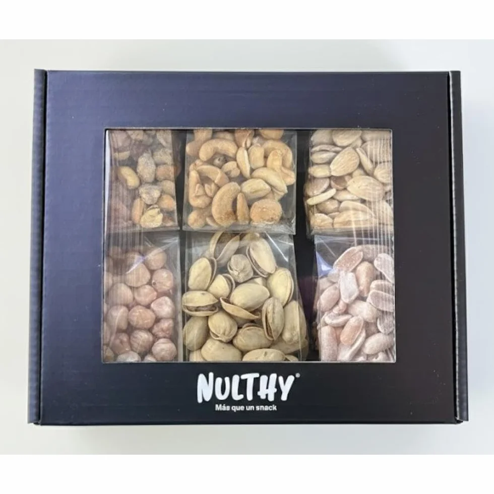 Caja Regalo Gourmet Clásica 6 Variedades Frutos Secos Tostados Anacardo Almendra Avellana Pistacho