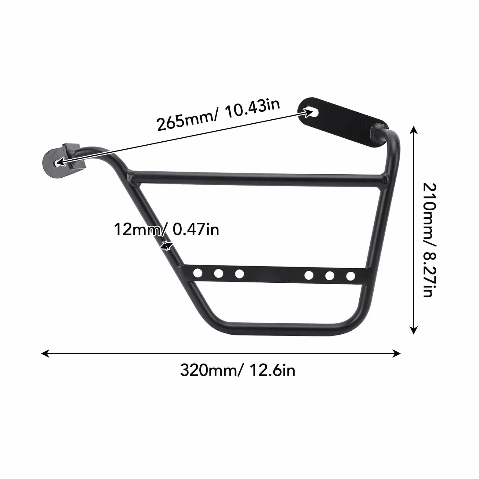 Pastel de Equipaje Lateral de la Motocicleta: Soporte de Soporte de Tubo de Hierro de 12 Mm Fuerte para V7 Stone Special, Classic Trofeo y (Izquierda: MV833 BBZJ)