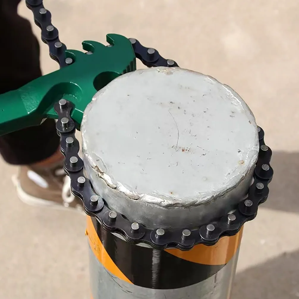 Llave de cadena de trinquete de alta resistencia de 15 pulgadas, llave para filtro de aceite, herramienta reversible para ajuste de tuberías de diámetro máximo de 8 pulgadas, herramienta con cadena