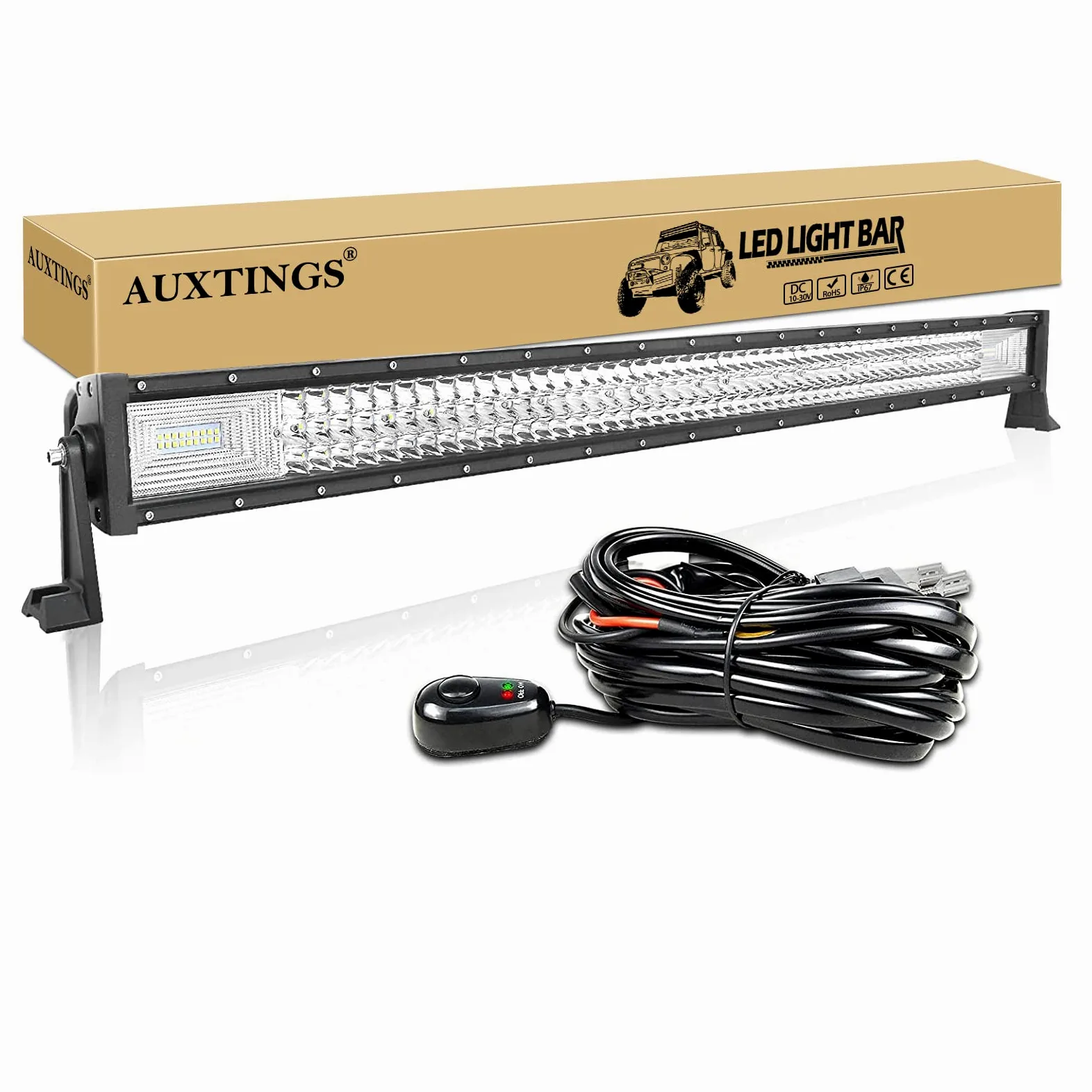 AUXTINGS 42 Pulgada 540W LED Barra de luz 7D Foco de inundación de Haz Combo Impermeable Doble Fila LED Luces de Buceo de Trabajo para Todoterreno vehículo