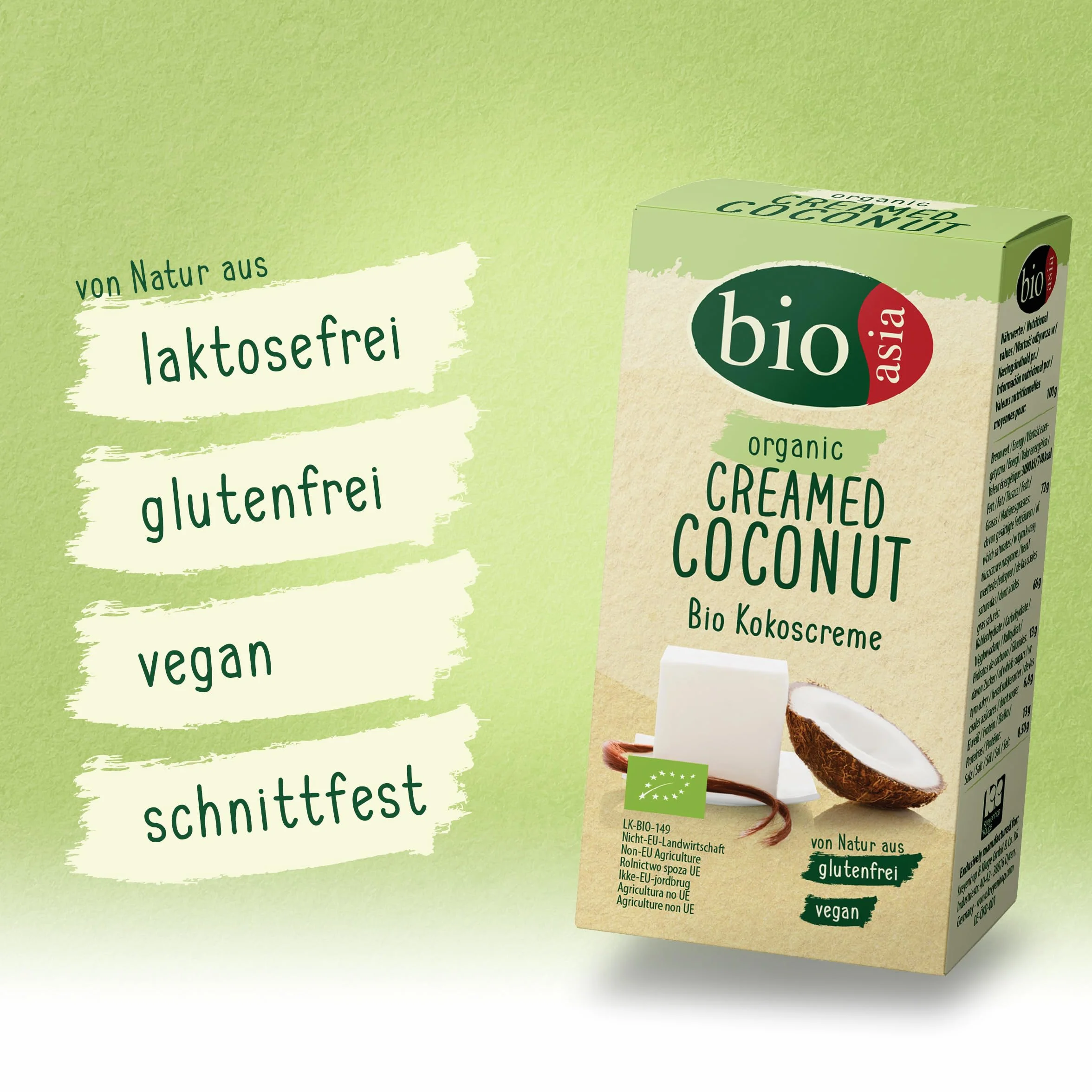 Bioasia Crema de Coco Orgánica - Paquete de 10 x 200 gr