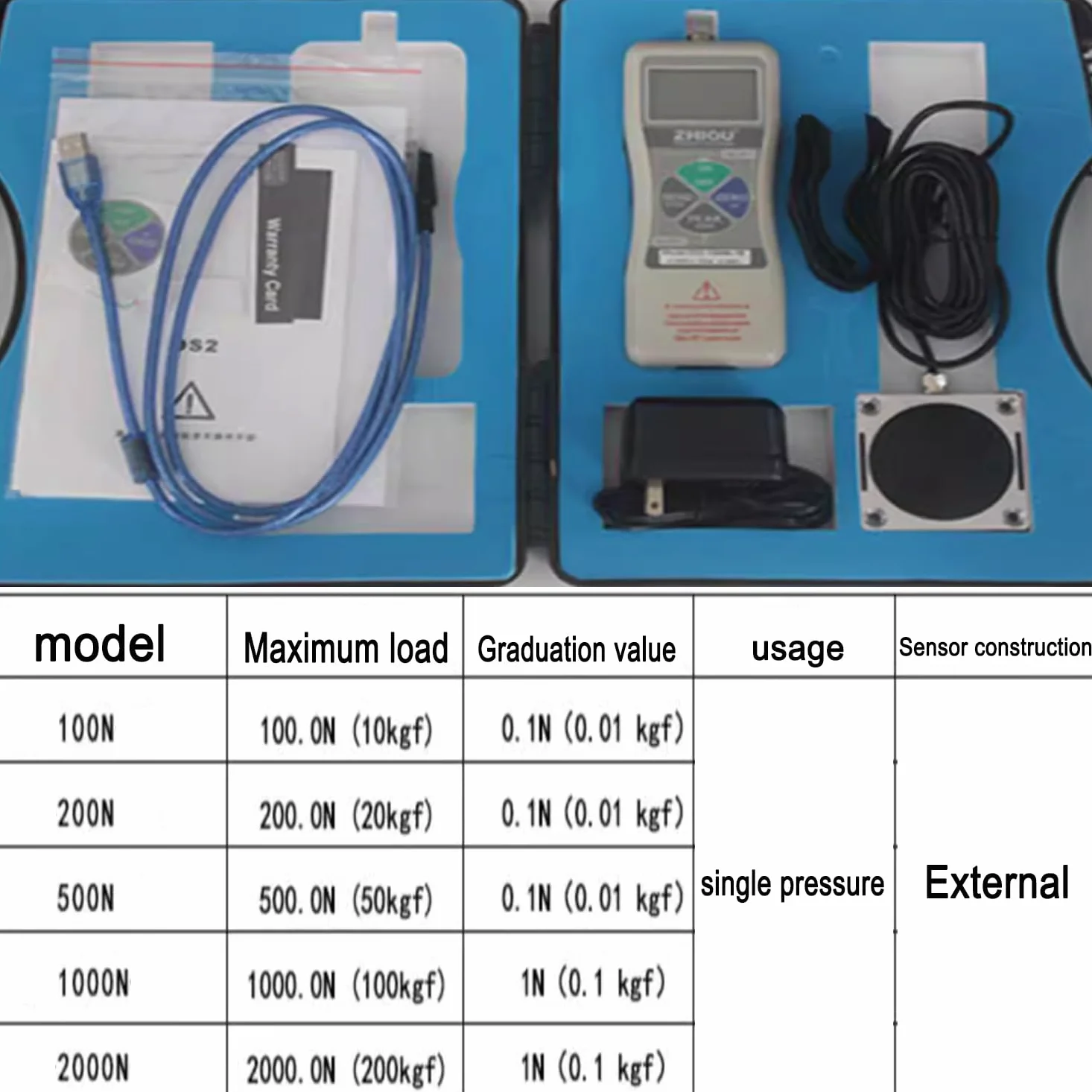 Medidor de Fuerza de Freno del vehículo Probador de Fuerza de Control de Fuerza de Pedal Digital, Unidad (N, Kg, LB), Salida de computadora USB, LCD con retroiluminación automática