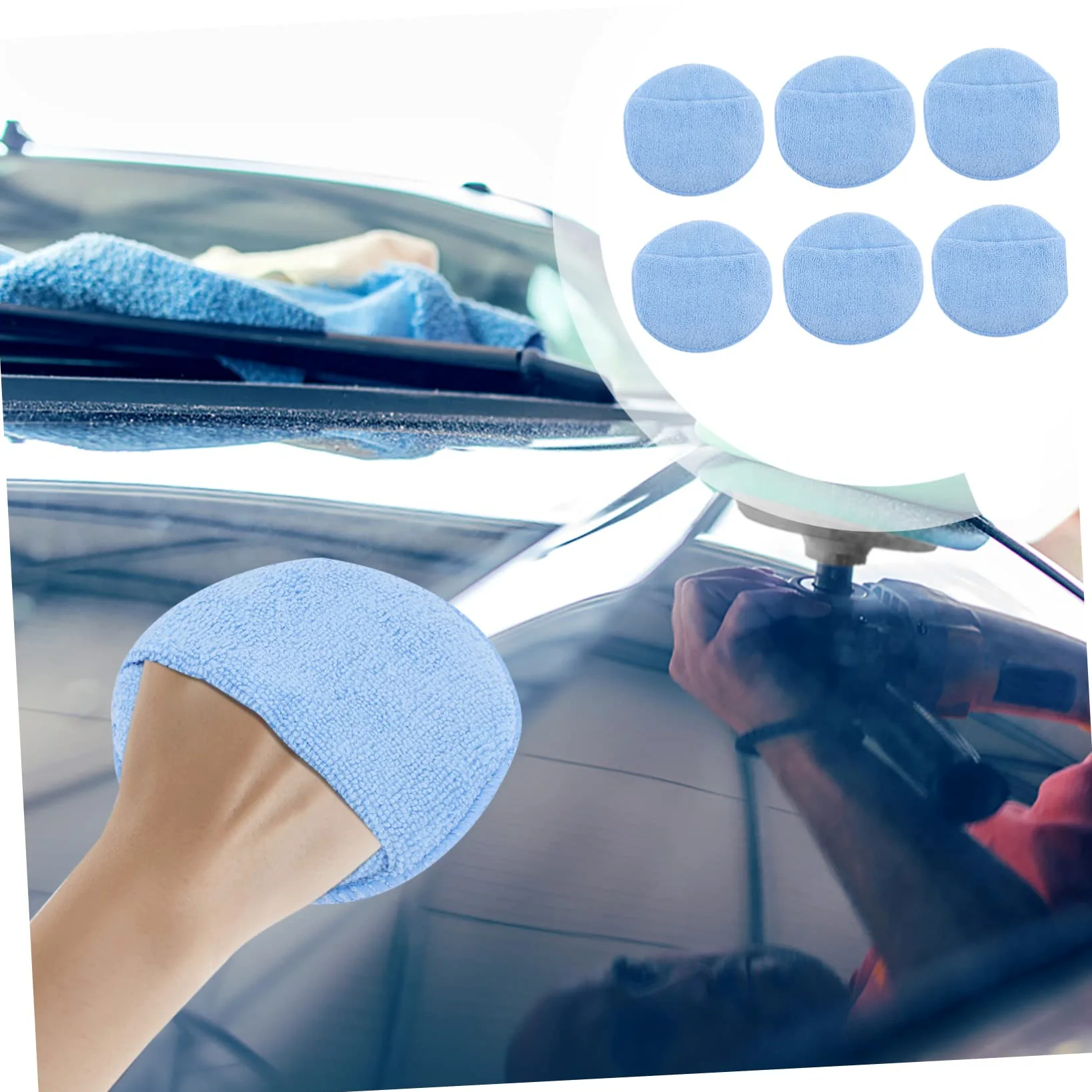 SHERCHPRY 18piezas Almohadillas De Aplicación De Cera De Microfibra Esponjas para Coche Lavables y Reutilizables Accesorios De Limpieza Automotriz
