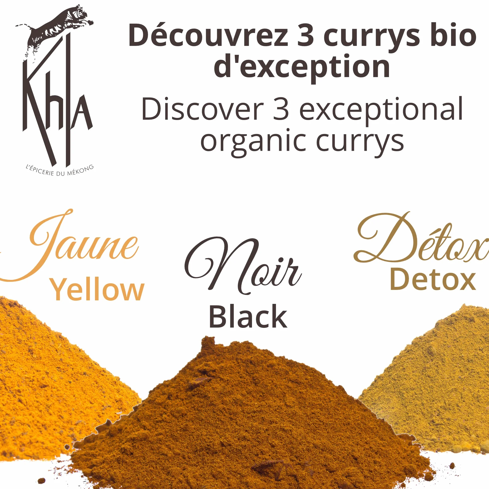 Trio de curry ecológico: curry verde, amarillo y negro - Cajas 3 x 100g