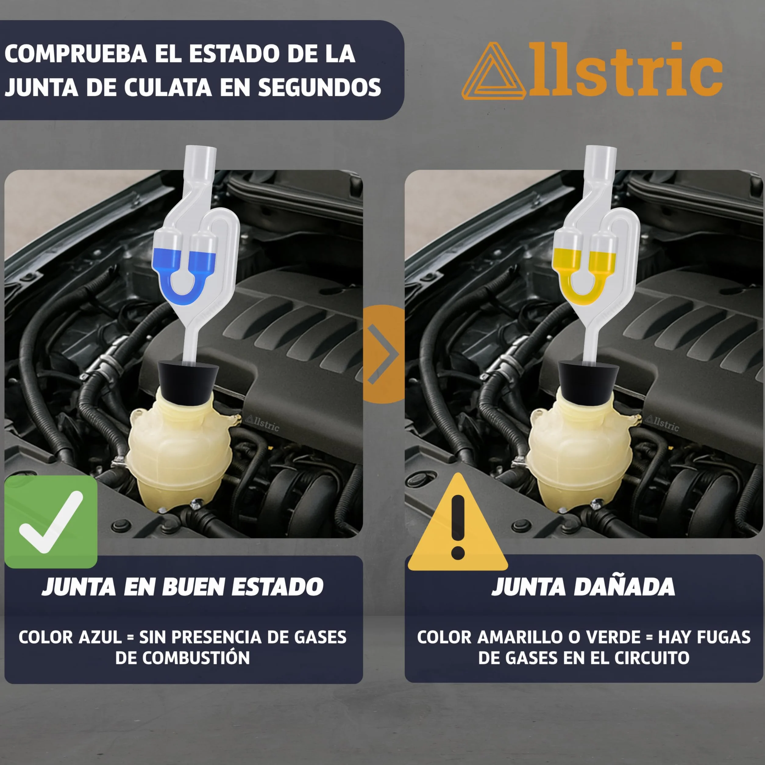 Detector de Culata CO2 | Comprobador Junta Culata para Coche y Motores | Kit Universal con 50 Pruebas | Block Tester para Fugas de Refrigerante y Analizador de Gases del Motor