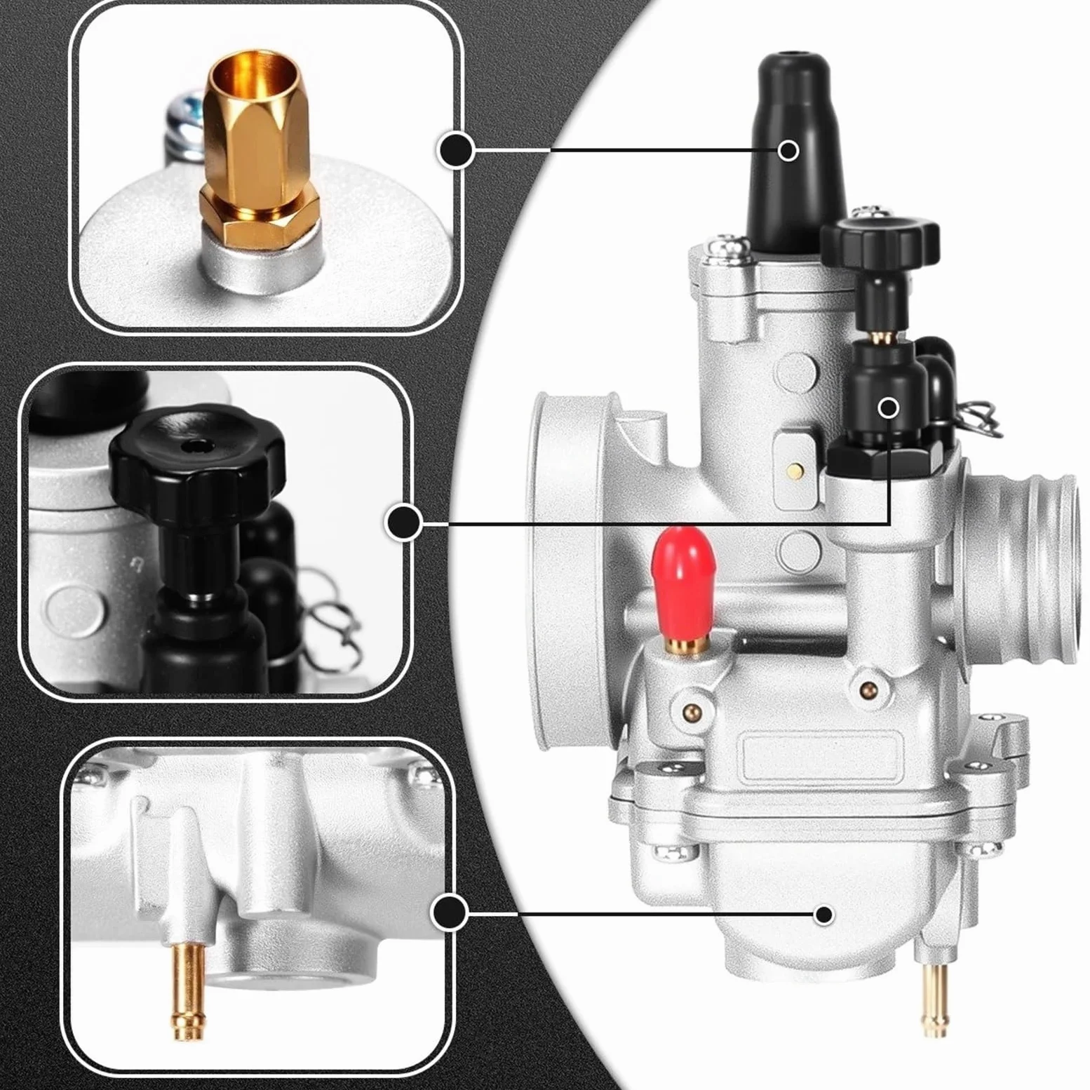 Carburador Para Polini CP 15/17,5/19/21/23/24mm Para Carburador Universal Con Kit De Estrangulación Conexión Filtro Aire Carburadores Cortacésped(19mm A)