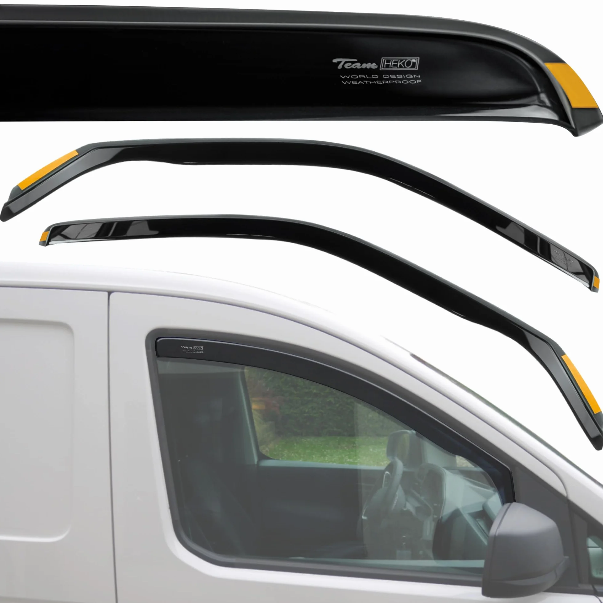 HEKO Deflectores Para Ventanas Laterales Volkswagen VW T6.1 2019+ Dos Piezas Oscurecidos Antilluvia