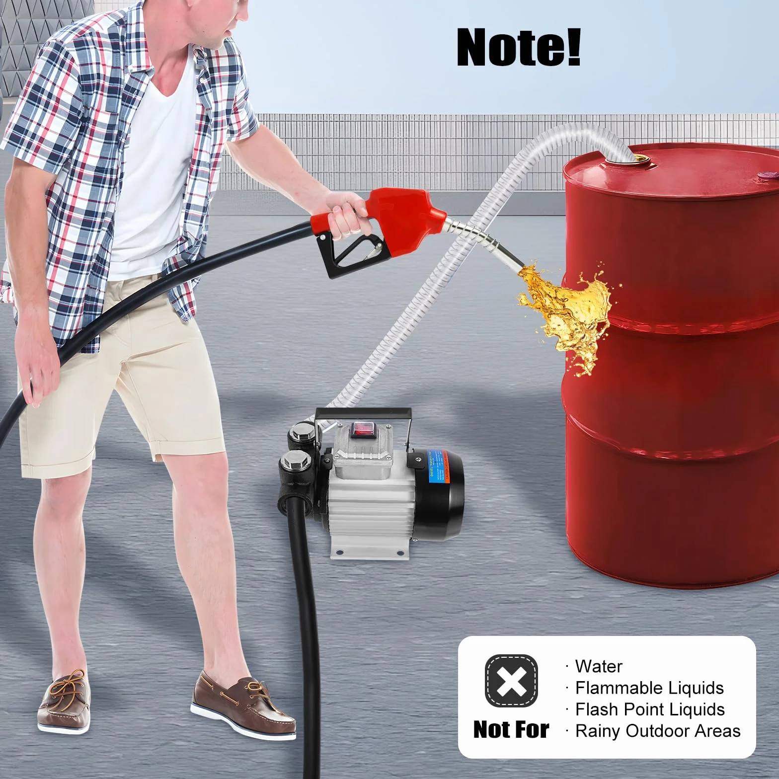 Bomba diesel autocebante 230v ± 10 DC 550w | Bomba de extracción de aceite eléctrica | Capacidad máxima de extracción de 2800 rpm, 60 l, incluye manguera, pistola de dispensación y otras herramientas