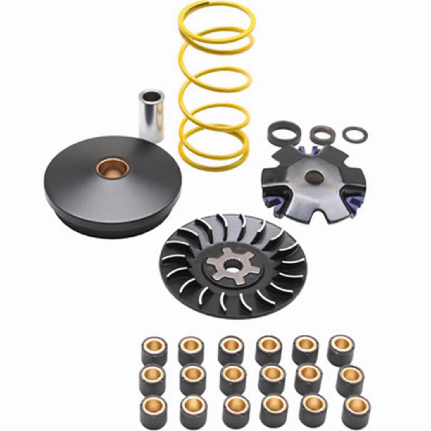 REPLAY - VARIADOR SCOOTER REPLAY BLACK EDITION PARA BOOSTER-STUNT-NITRO-NG-OVETTO (CON MUELLE AMARILLO+ POLEA + 3 KIT DE RODILLOS 16X13)