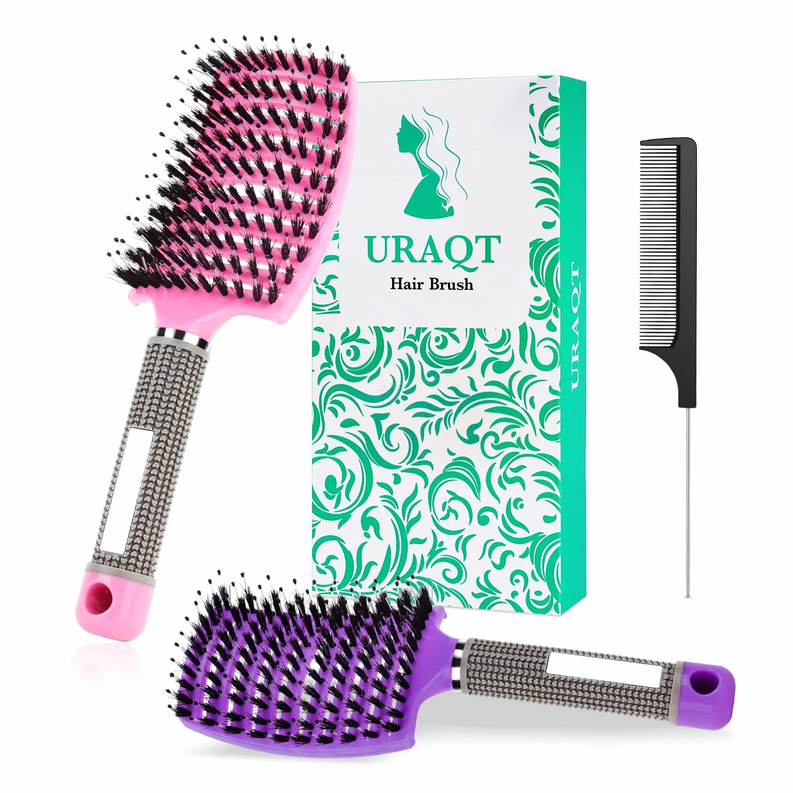 Cepillo Cerdas Jabali 2pcs Peine Pelo Rizado Antitirones Desenredante Secado Rápido